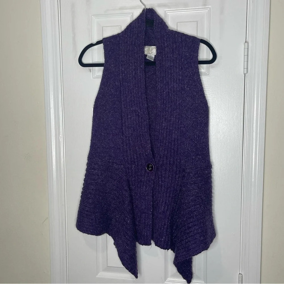 Alberto Makali Sleeveless Sweater Vest Medium - Purple Wool Blend with Waterfall - Picture 2 of 6